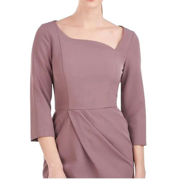 KAY UNGER Anya Asymmetric Crepe Midi-Dress - Mink color, Size 4 - Picture 7 of 16